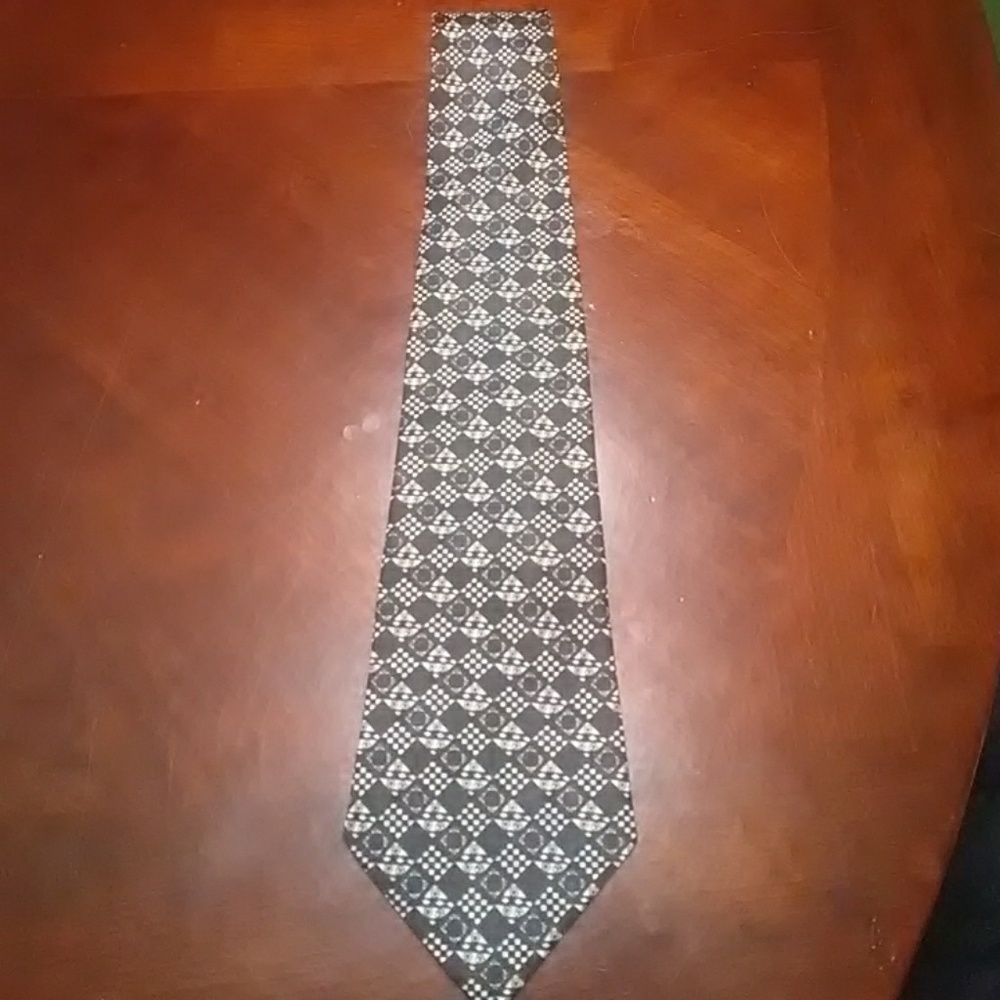 Men's Diamond & Checkerboard Print Tie